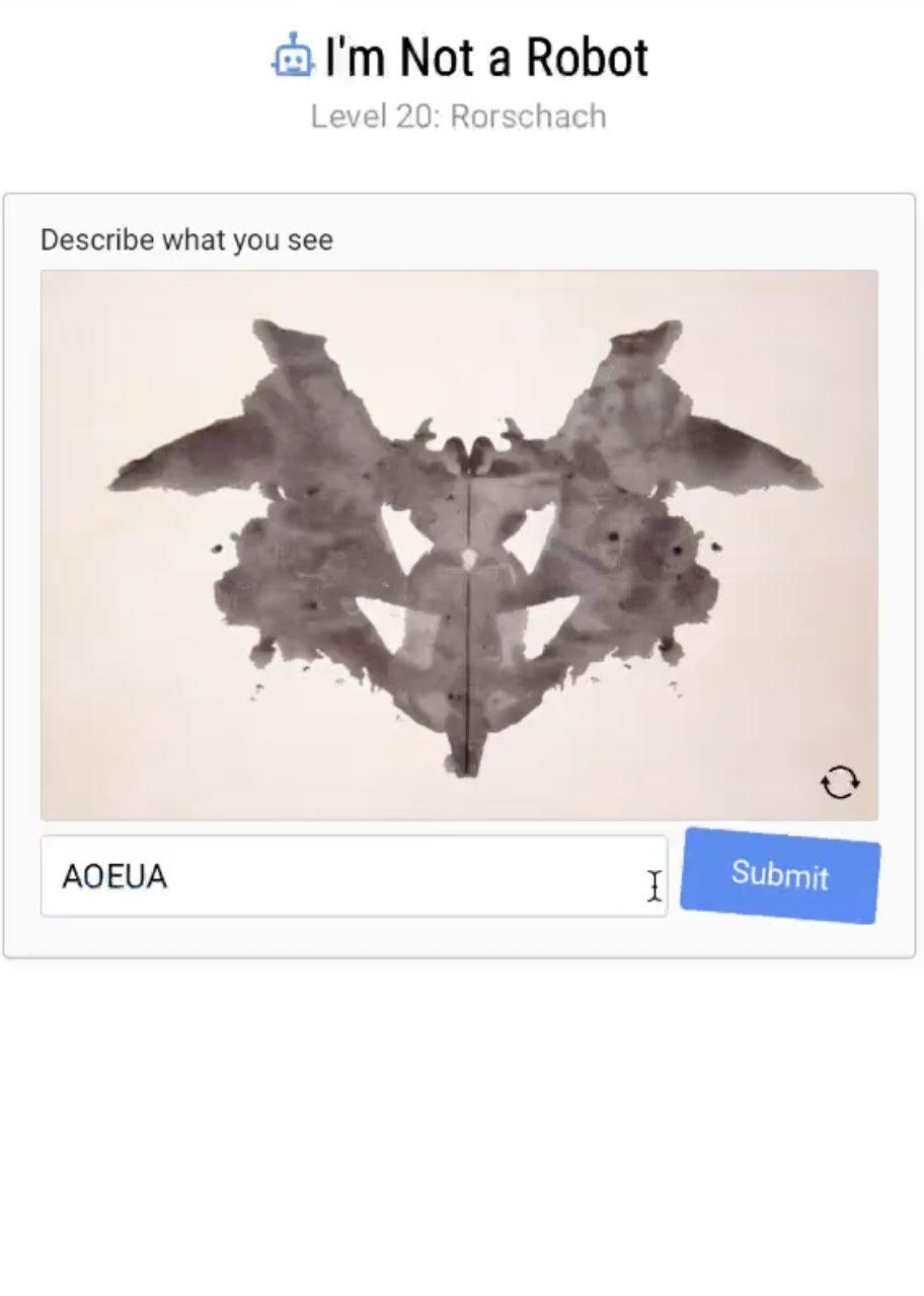 I'm Not a Robot Level 20: Rorschach