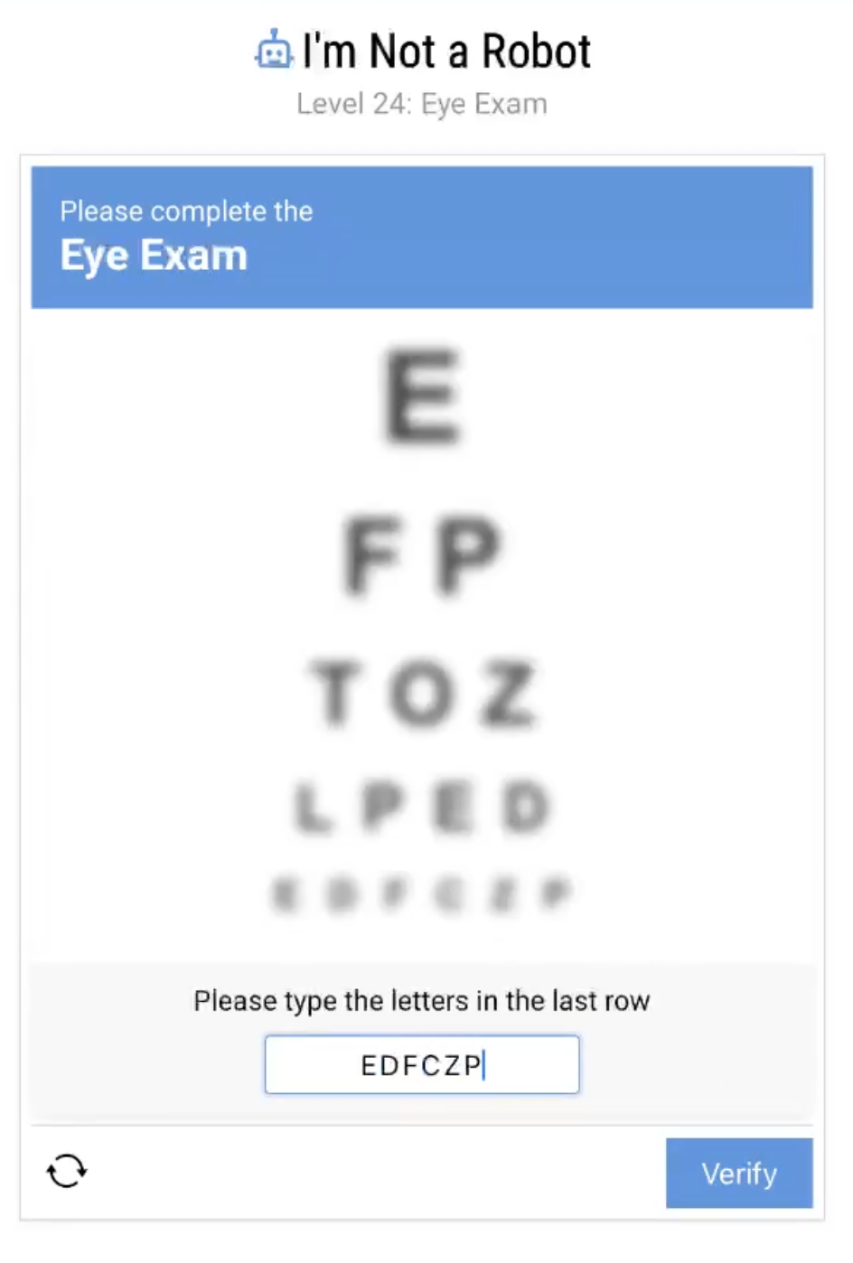 I'm Not a Robot Level 24: Eye Exam