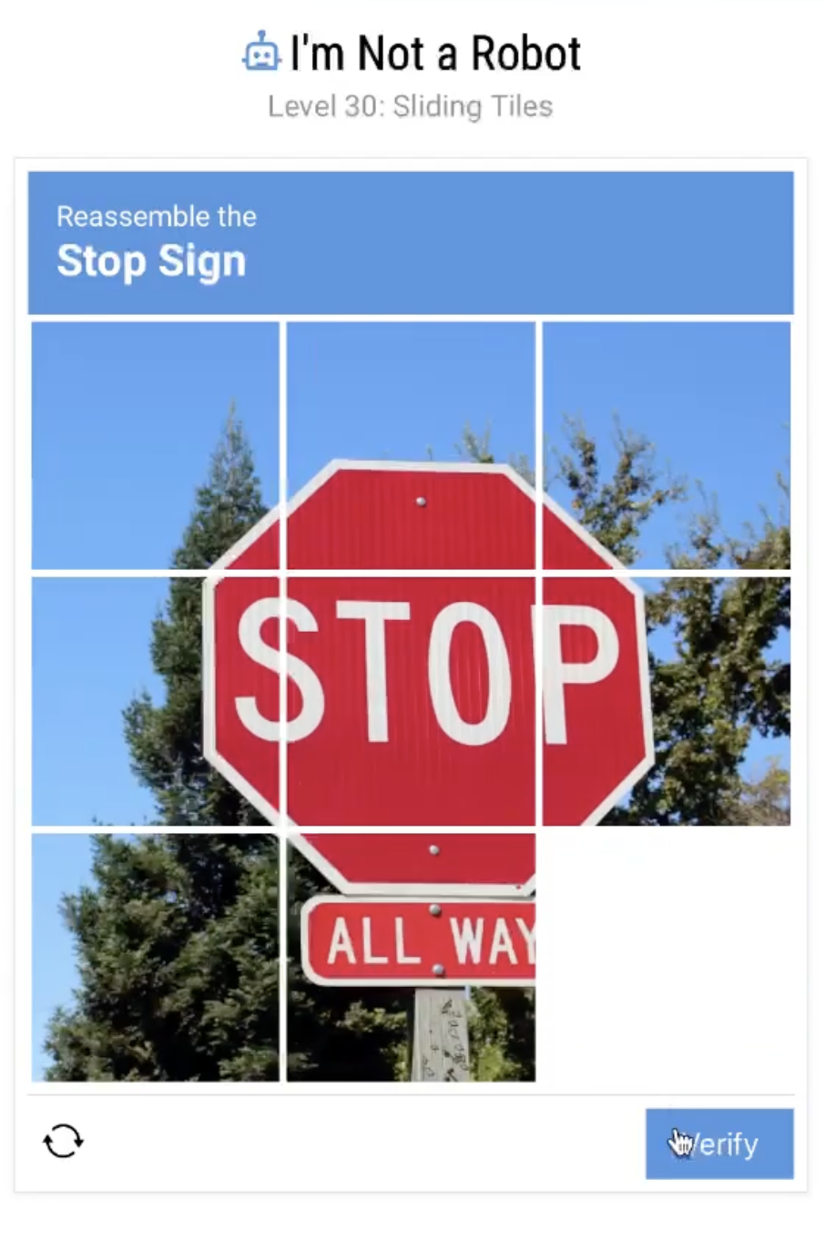 I'm Not a Robot Level 30: Sliding Tiles