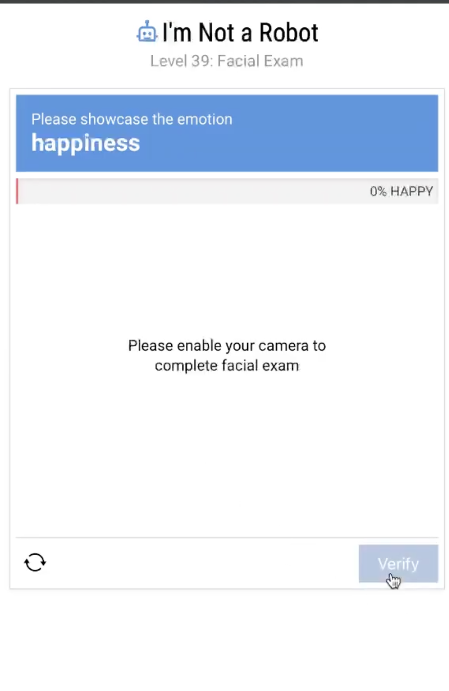 I'm Not a Robot Level 39: Facial Exam
