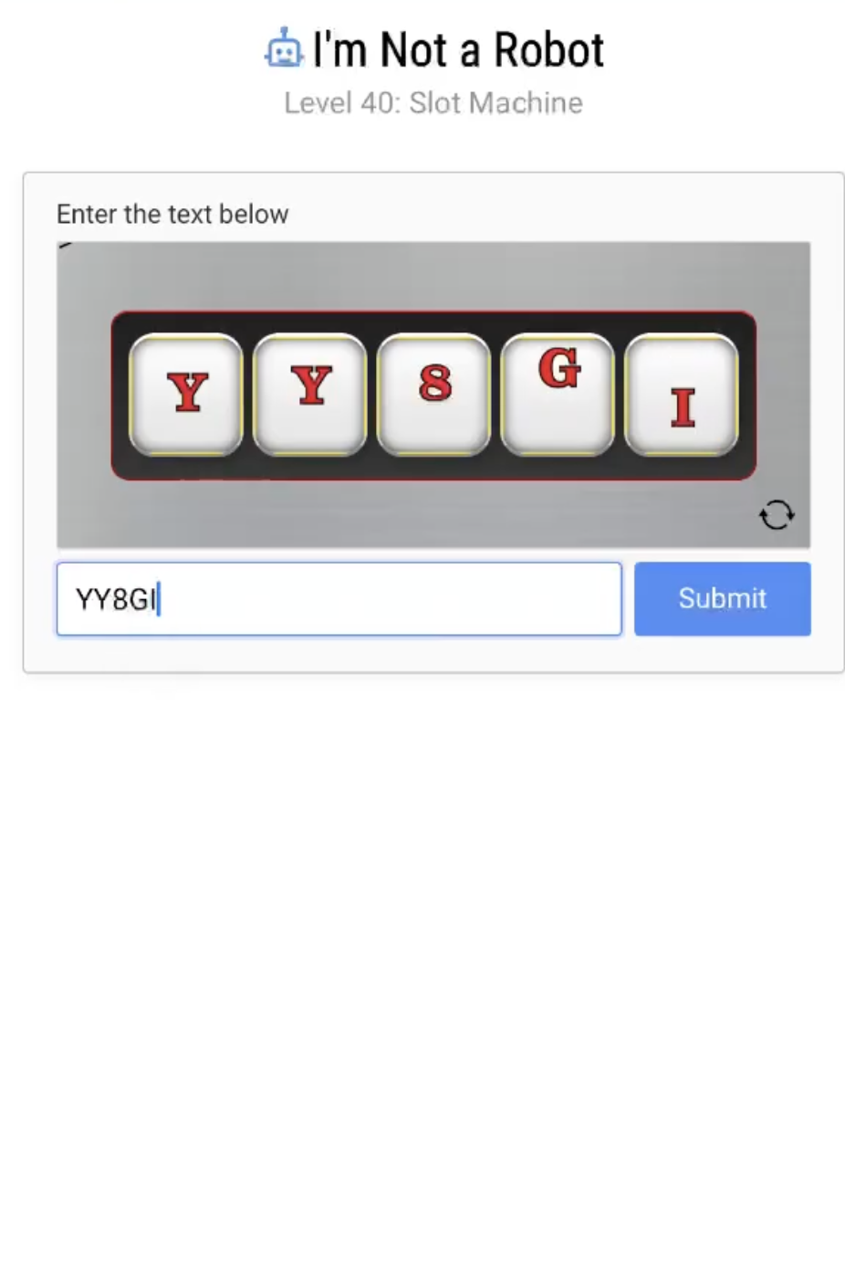 I'm Not a Robot Level 40: Slot Machine