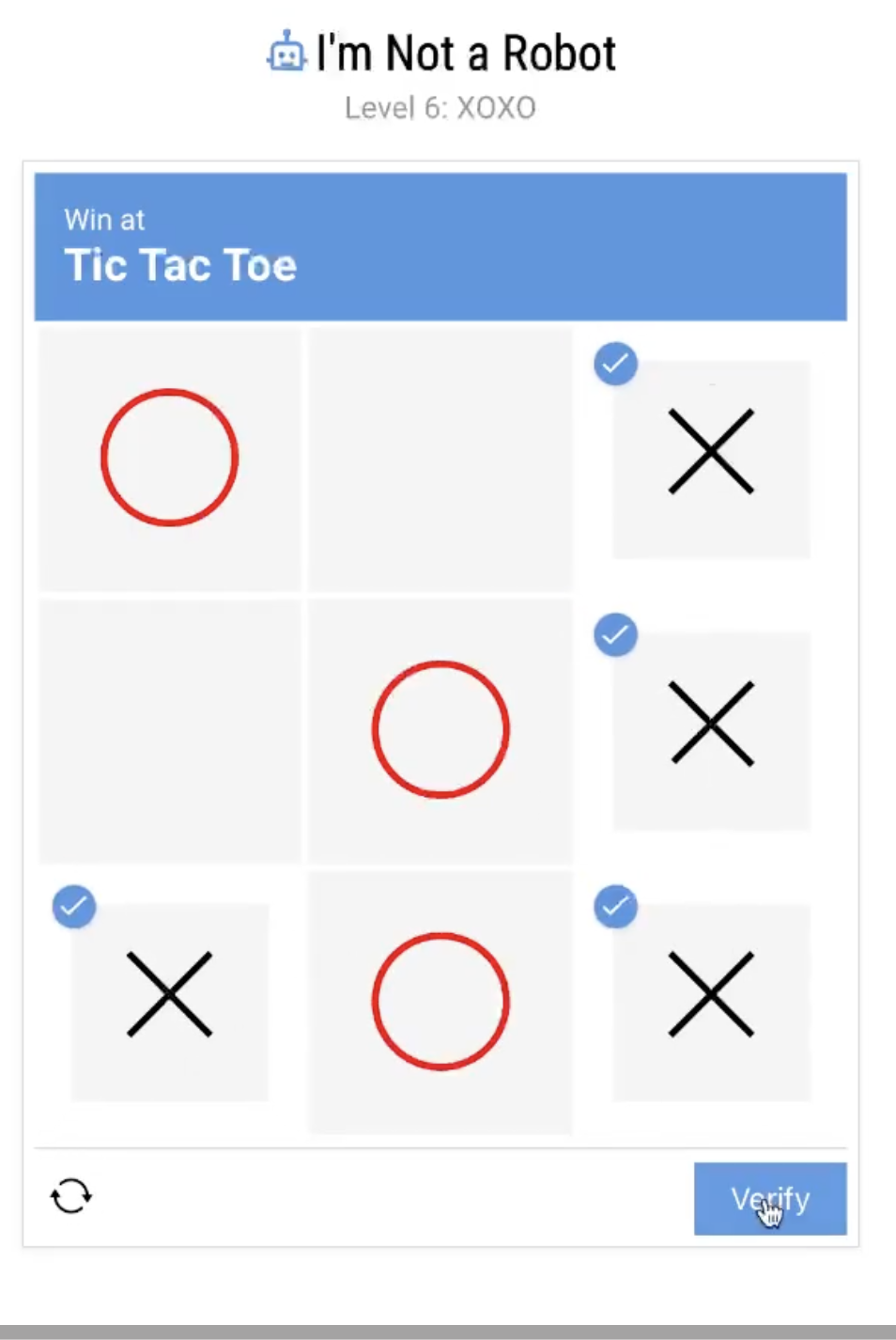 I'm Not a Robot Level 6: XOXO