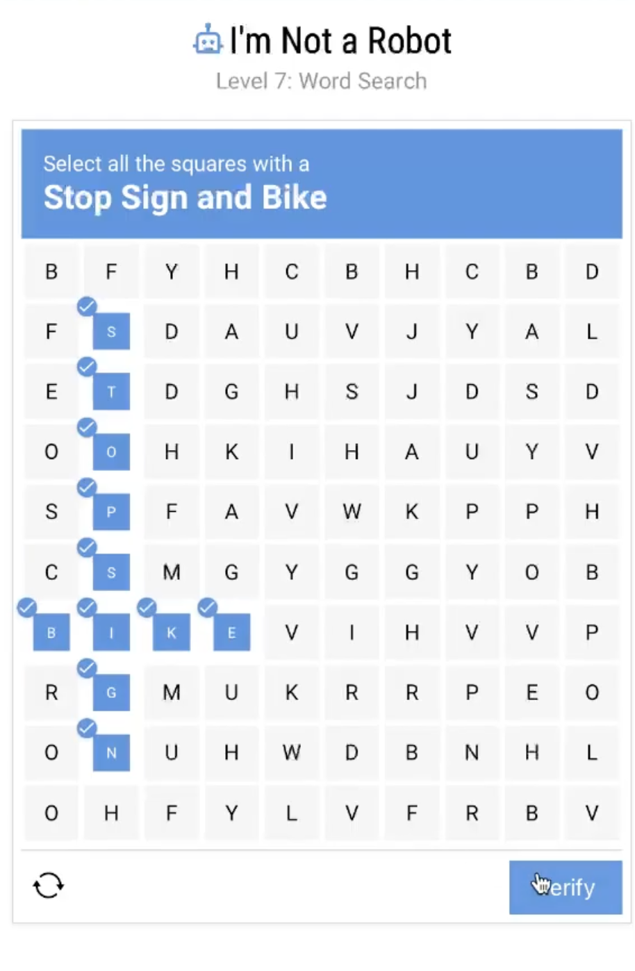 I'm Not a Robot Level 7: Word Search